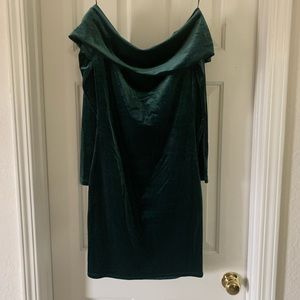 Green off the shoulder dress